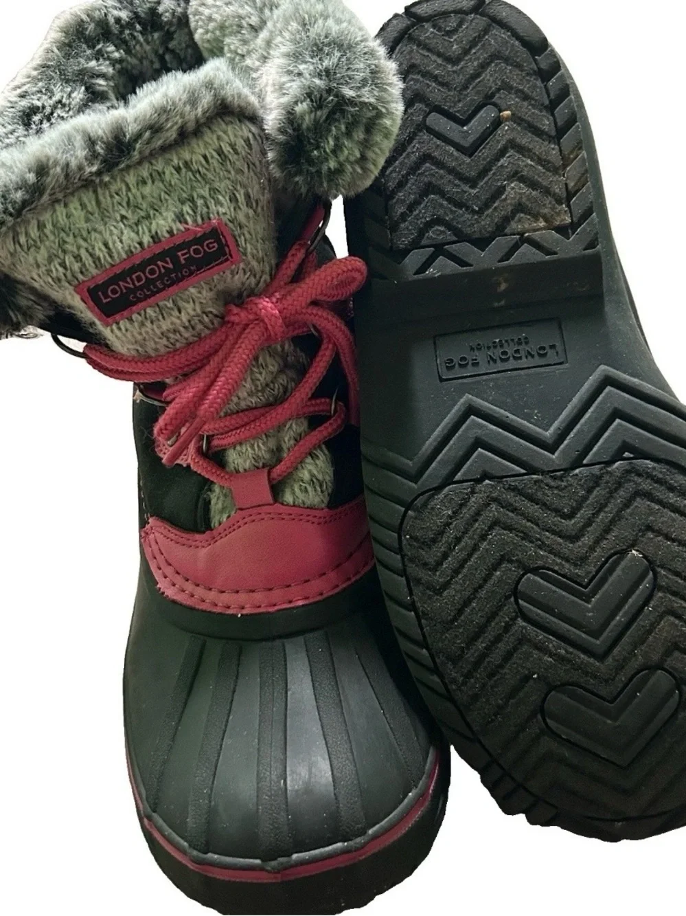 Girl’s London Fog Grey Pink Waterproof Winter Boots Size 4